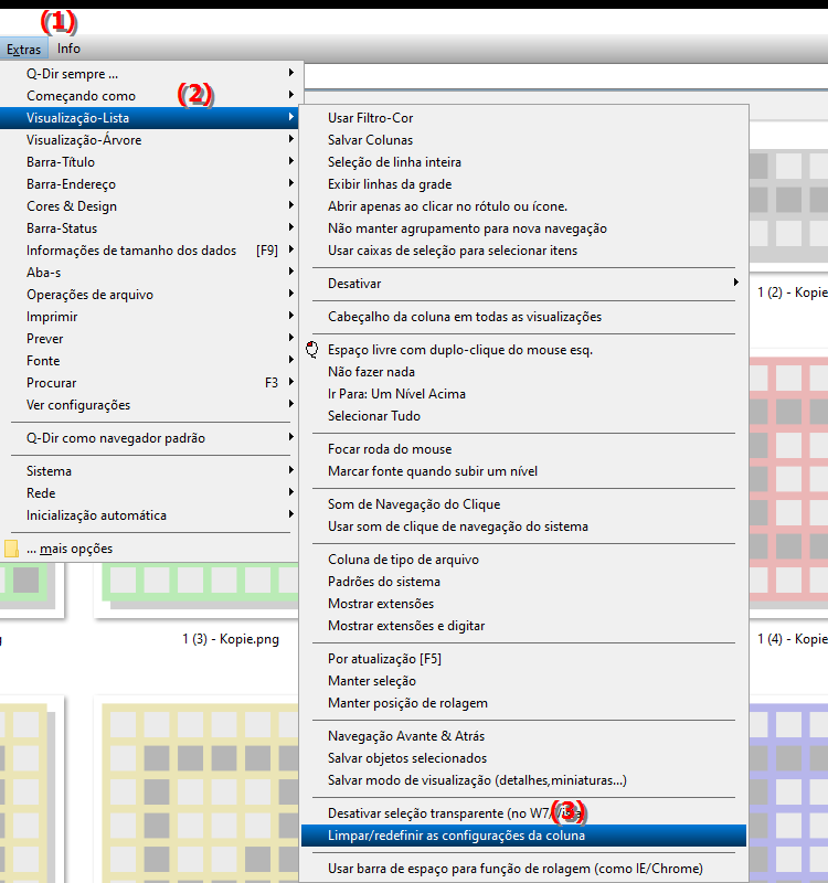 O que acontece quando você redefine as configurações de coluna no File Explorer